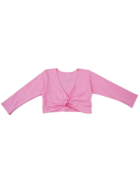 Girls Pink Ballet Girl Heart Applique Long Sleeve Wrap Top 9M-8 - SophiasStyle.com